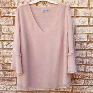 Calvin Klein Blush Pink Bell Sleeve Blouse